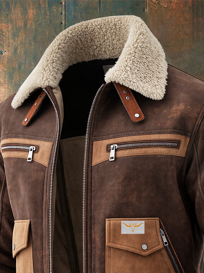 MAISON CLÉMENT PARIS™ | BOMBER EN SUÉDINE MARRON À COL SHERPA CHAUD