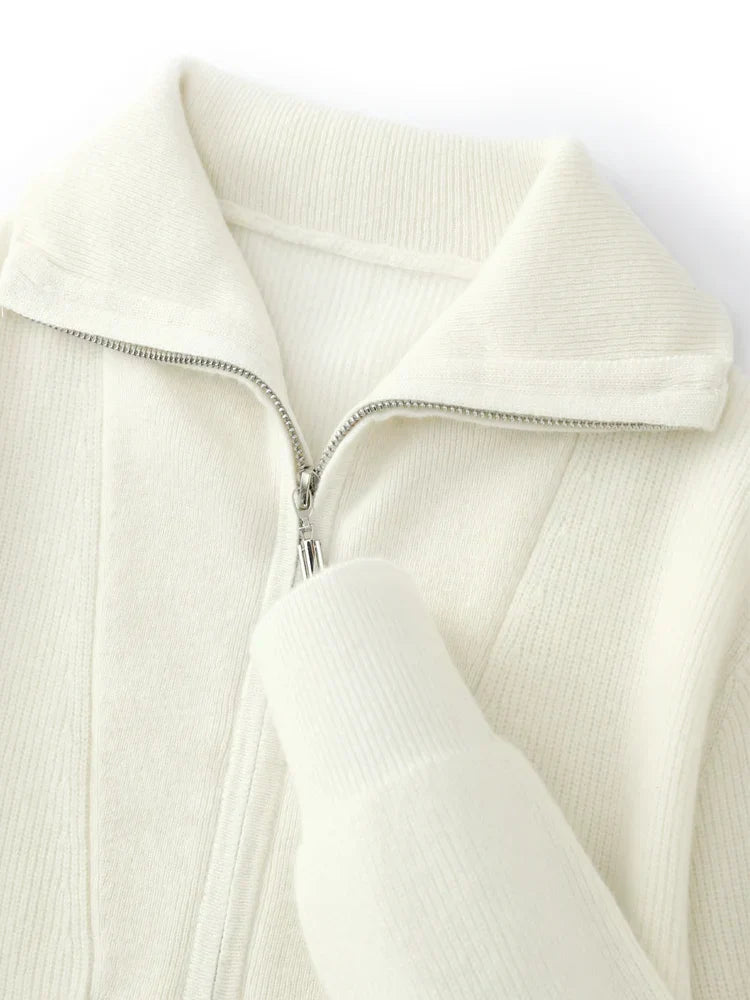 Pull 100% Cachemire à Zip avec Demi-Zip - Style Luxe