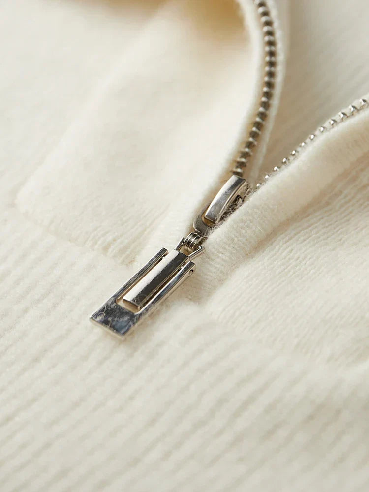 Pull 100% Cachemire à Zip avec Demi-Zip - Style Luxe