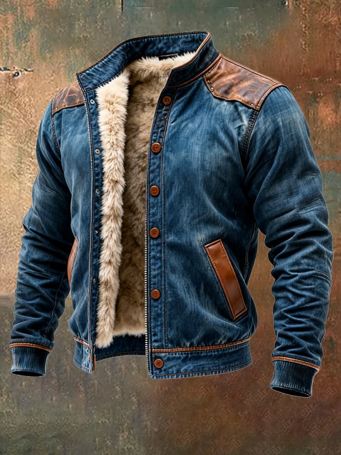 Maison Clément Paris | Veste chaude en denim et cuir doublée sherpa