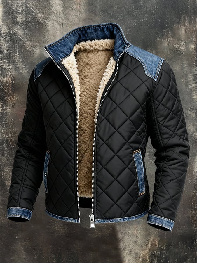 MAISON CLÉMENT PARIS™ | VESTE MATELASSÉE NOIRE À DÉTAILS DENIM