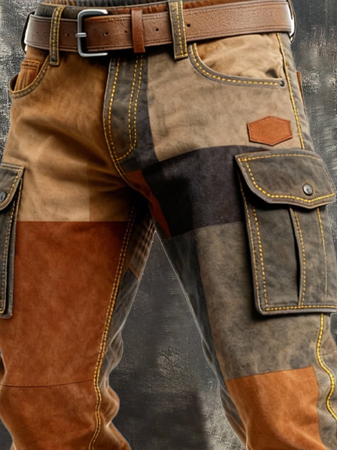 MAISON CLÉMENT PARIS™ | PANTALON CARGO CUIR PATCHWORK