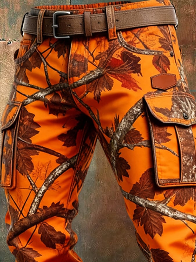 MAISON CLÉMENT PARIS™ | PANTALON CARGO CAMOUFLAGE ORANGE HOMME