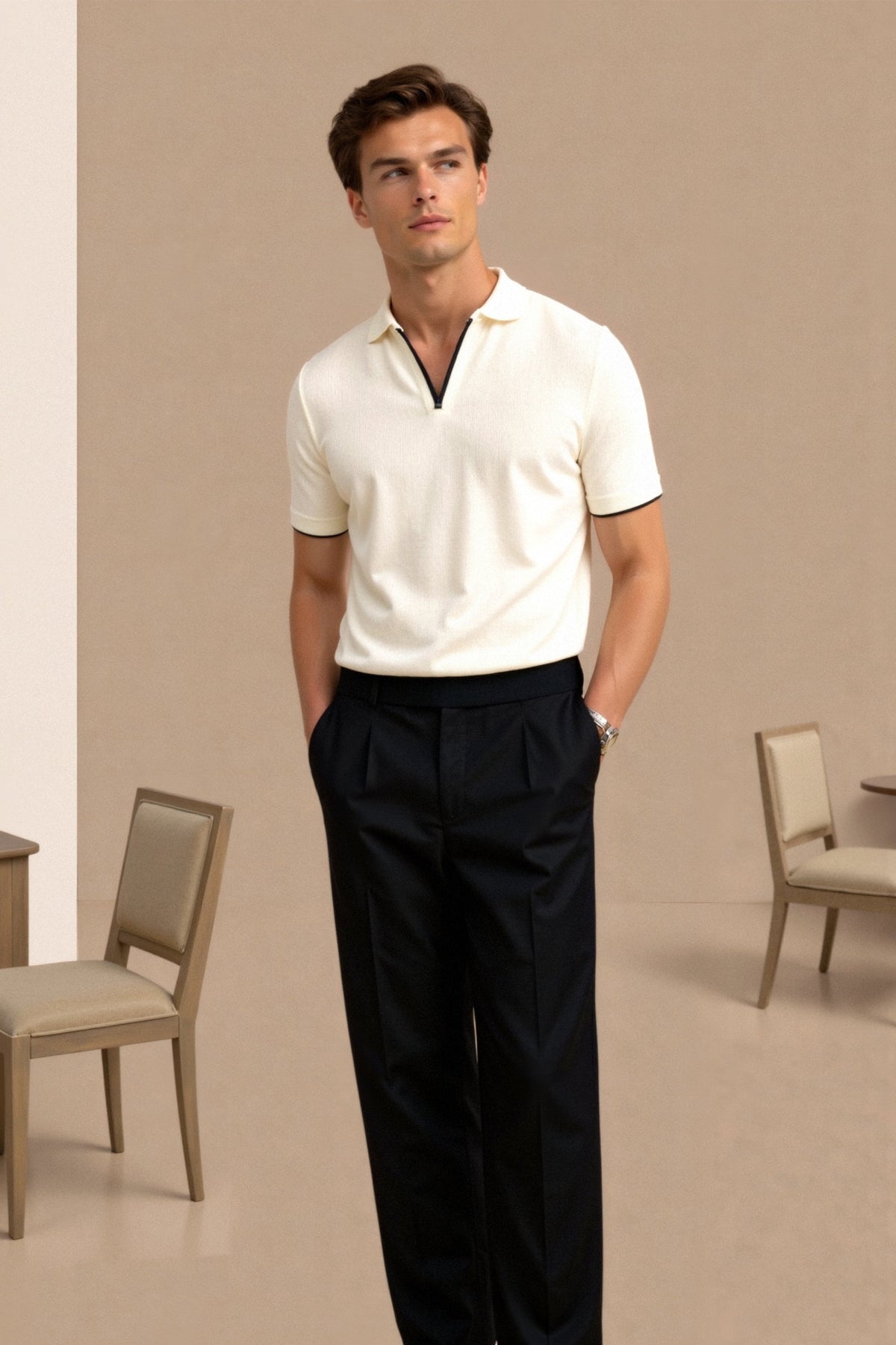 Polo slim ajusté à contraste – Maison Clément Paris