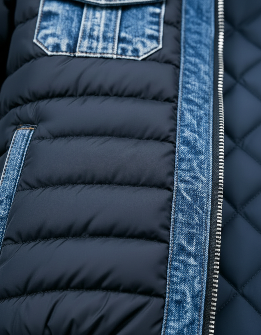 MAISON CLÉMENT PARIS™ | VESTE MATELASSÉE HYBRIDE EN DENIM