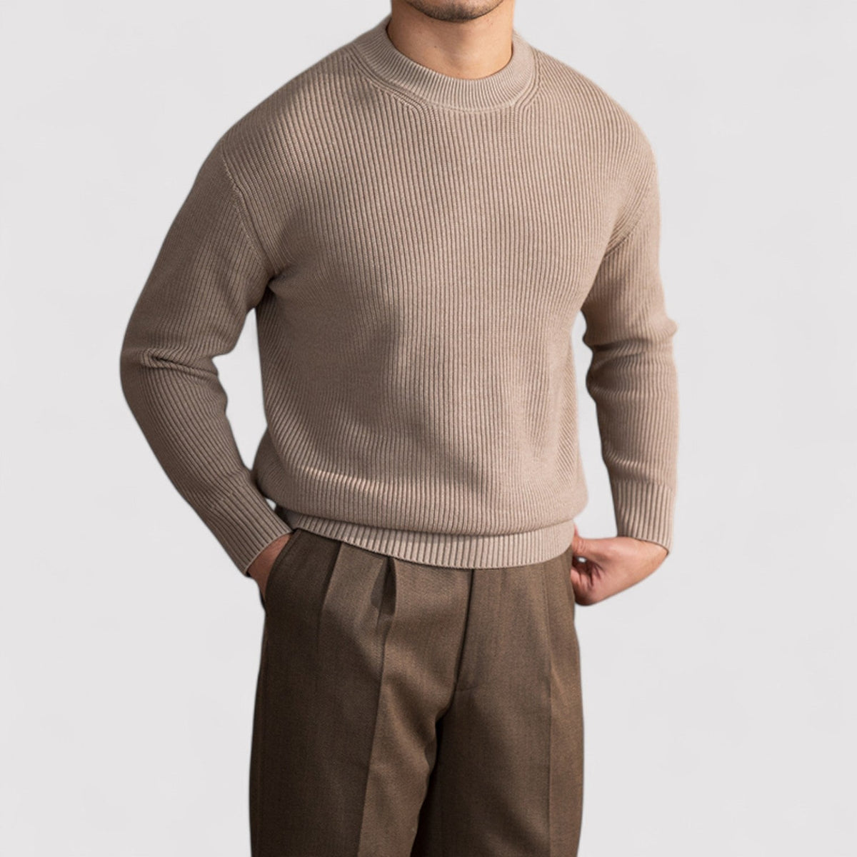 The Jules – Élégant Pull en Mélange de Laine avec Motif Rayé Automne/Hiver - Hommes