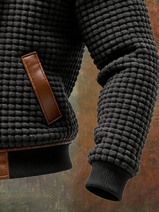 MAISON CLÉMENT PARIS™ | VESTE TEXTURÉE À FINITIONS CUIR EMBOSSÉ