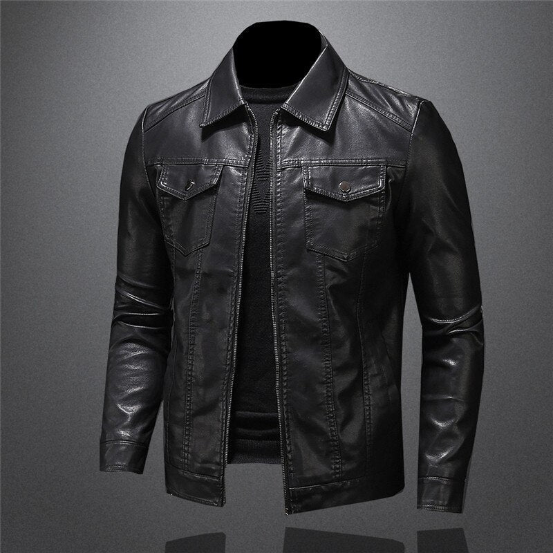 Alessandro Manteau en cuir noir pour hommes – Élégant