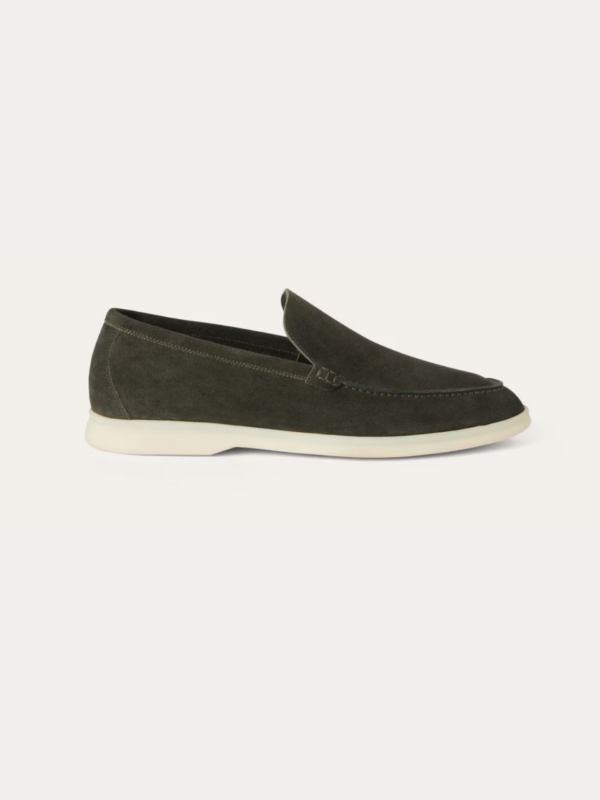 Brent - Loafers Old Money en suède vert foncé