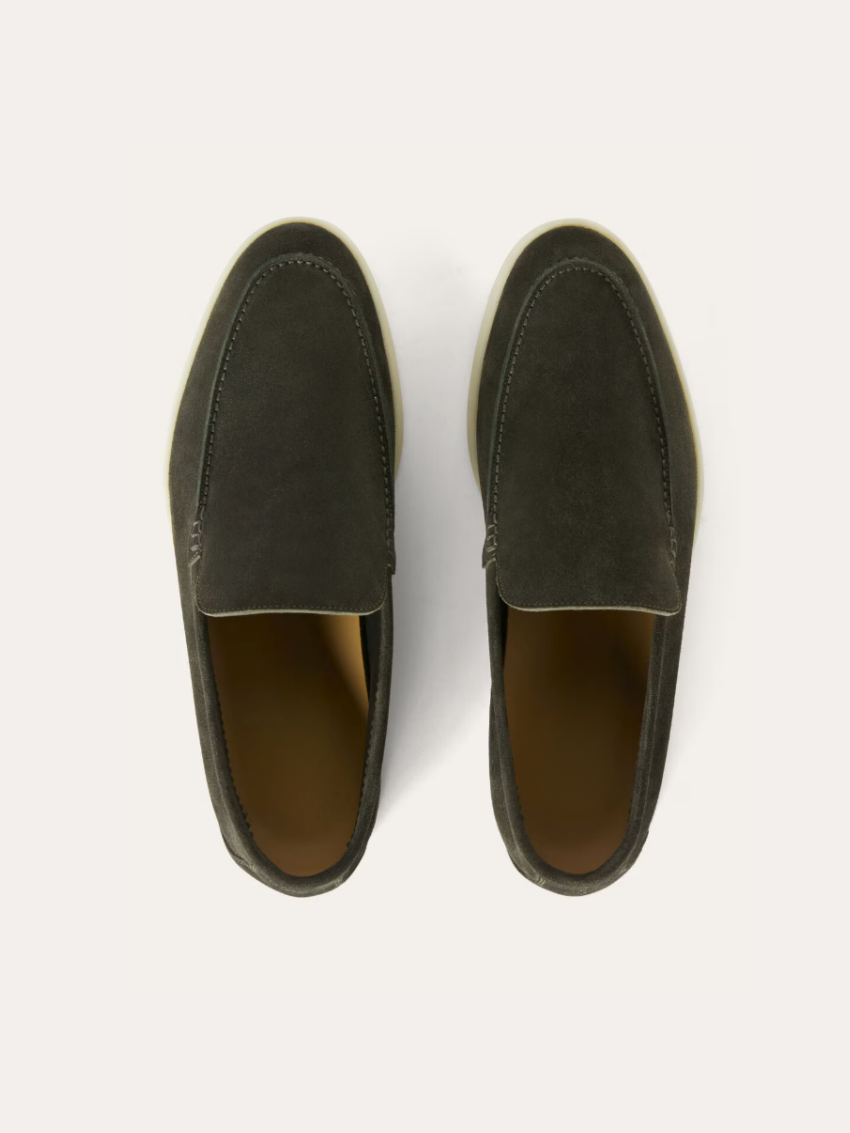 Brent - Loafers Old Money en suède vert foncé