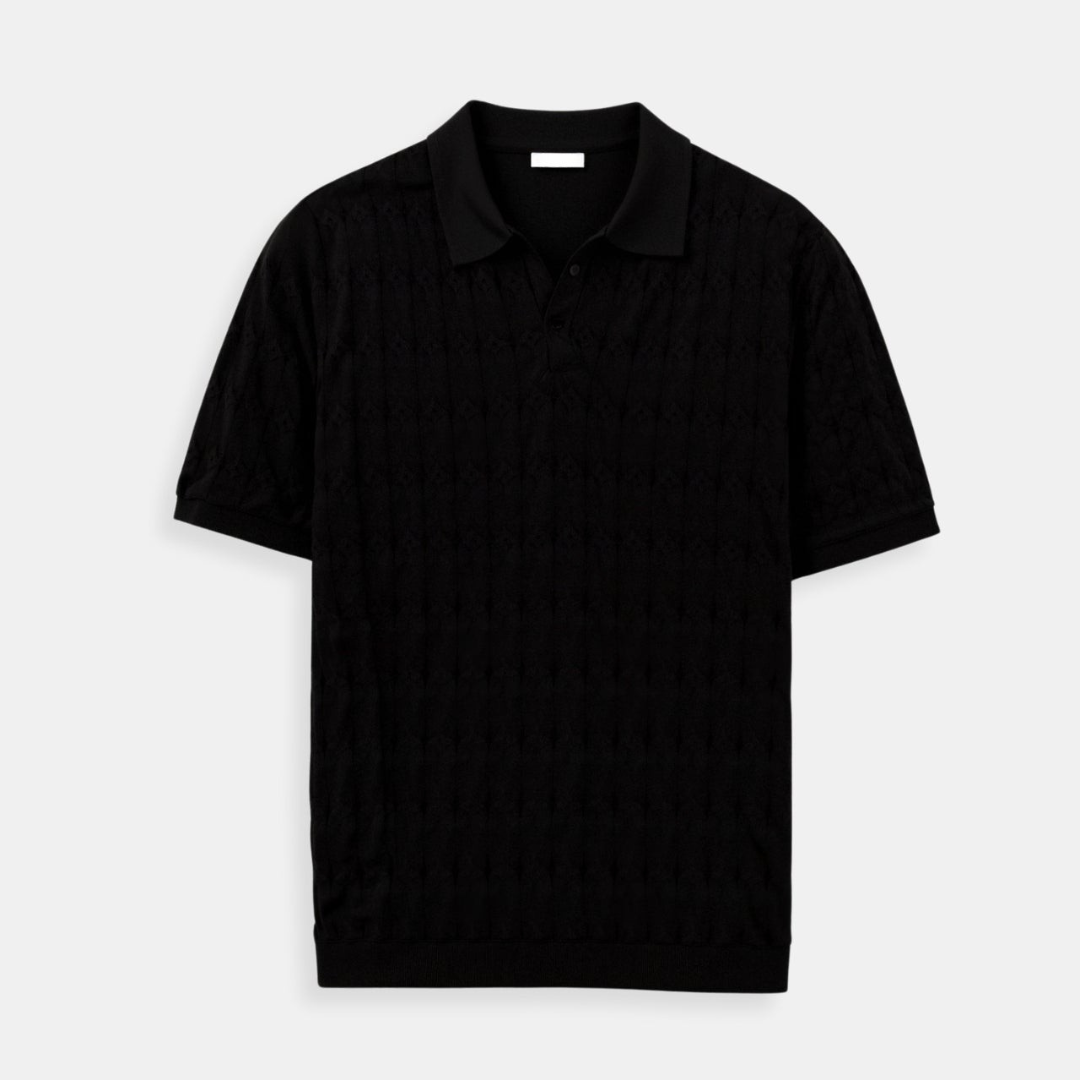 Polo en maille torsadée à col en V premium – Maison Clément Paris