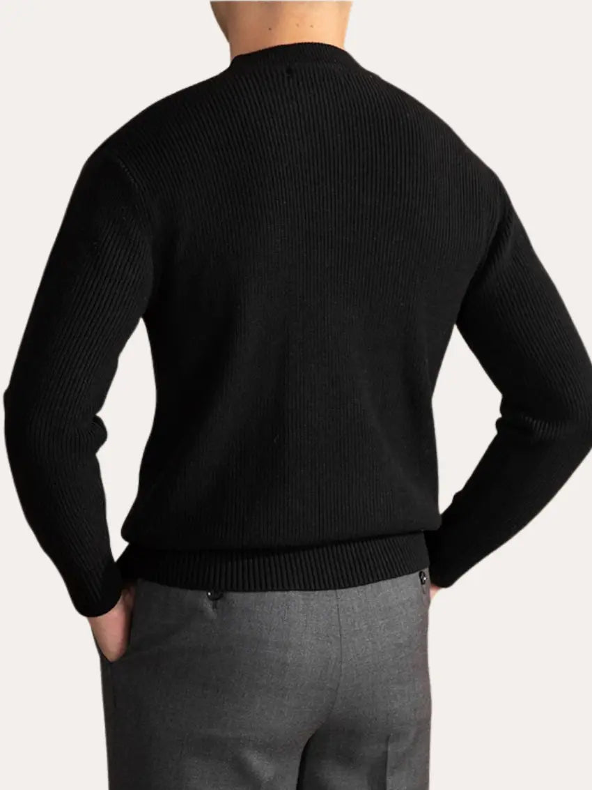 Gerald – Pull noir Old Money à col rond