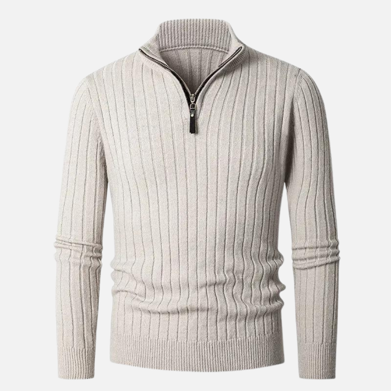 Pull à demi-zip rayé en coton élégant