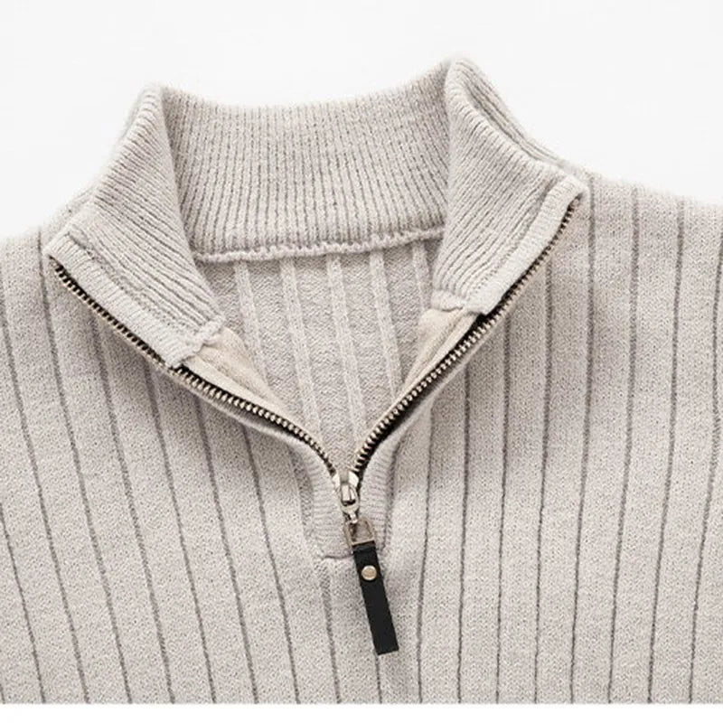 Pull à demi-zip rayé en coton élégant