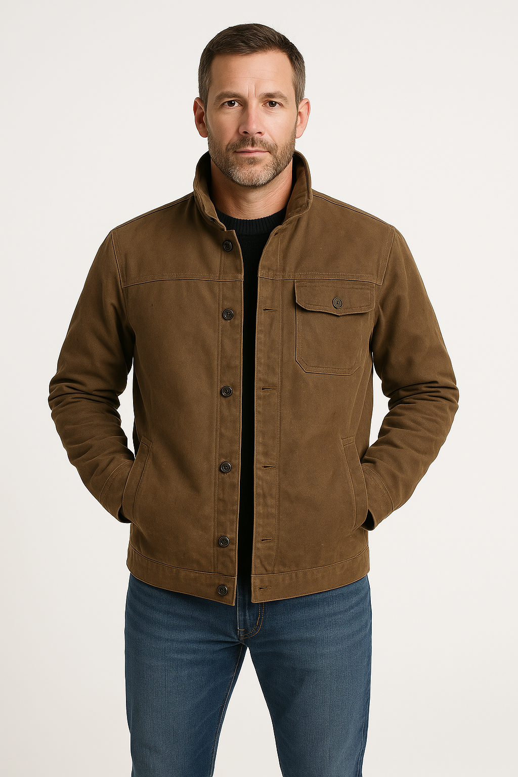 Veste d'hiver utility moderne pour hommes - Marron