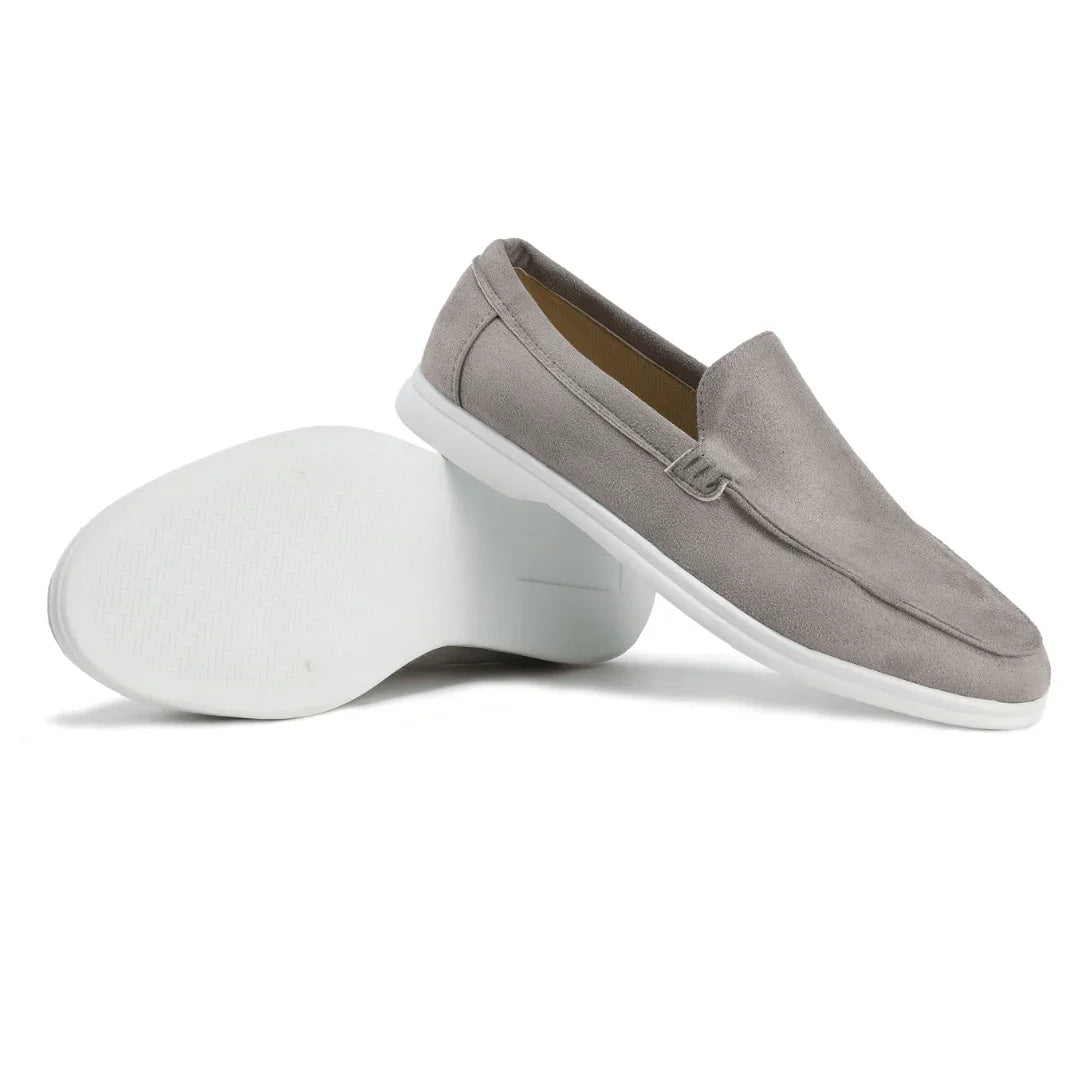Mocassins en suède pour hommes – Mocassins élégants avec semelle blanche style Old Money