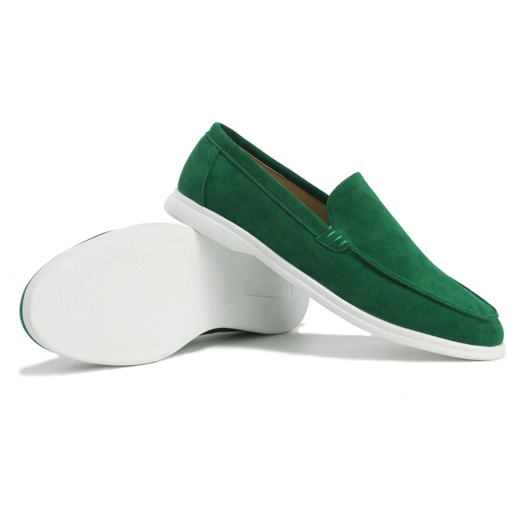 Mocassins en suède pour hommes – Mocassins élégants avec semelle blanche style Old Money
