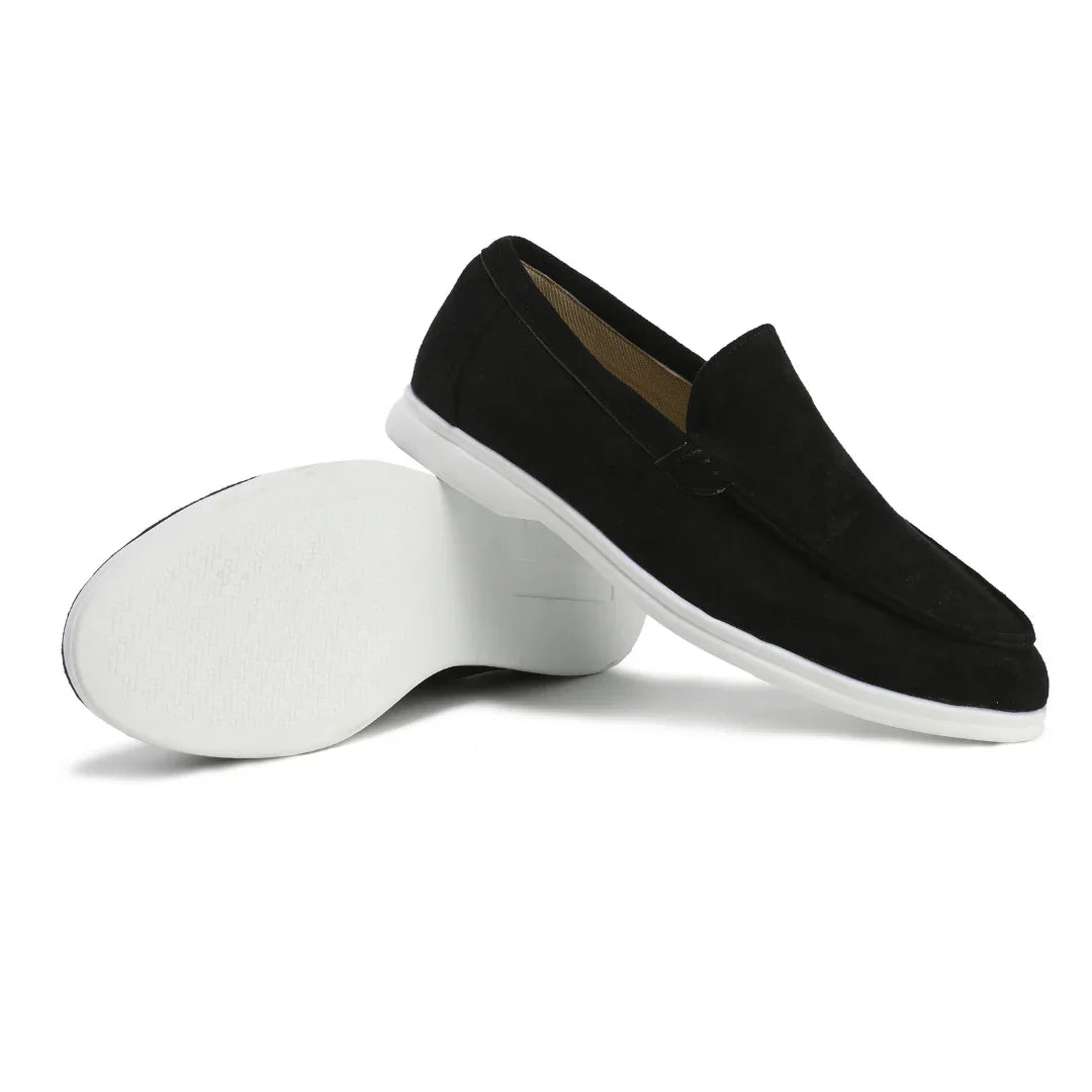 Mocassins en suède pour hommes – Mocassins élégants avec semelle blanche style Old Money