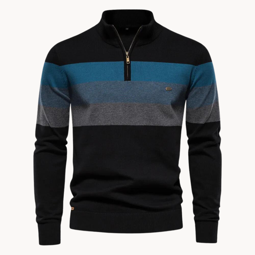 Pull pour hommes à demi-zip en mélange de coton