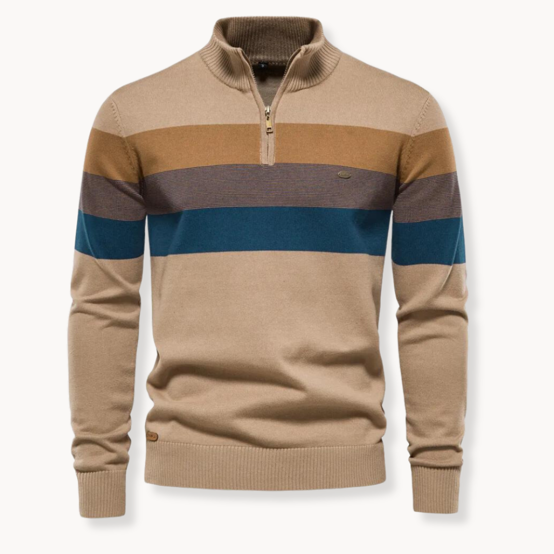 Pull pour hommes à demi-zip en mélange de coton