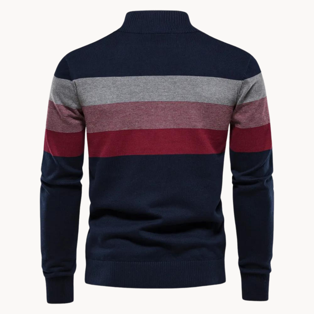 Pull pour hommes à demi-zip en mélange de coton