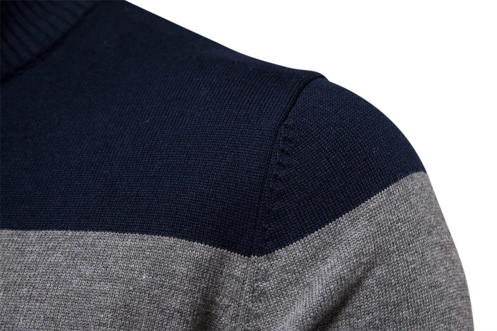 Pull pour hommes à demi-zip en mélange de coton
