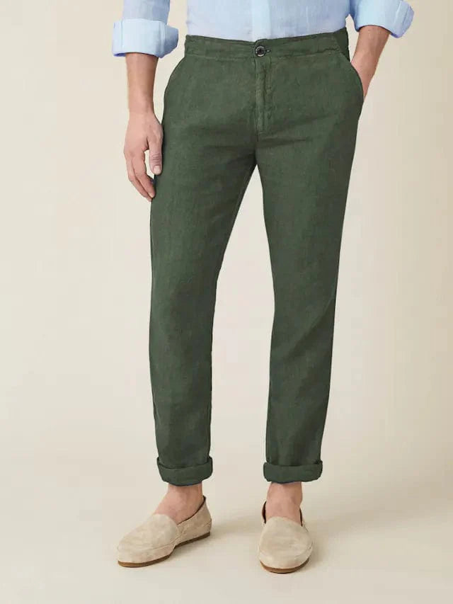 Hugh - Pantalon en lin coupe décontractée