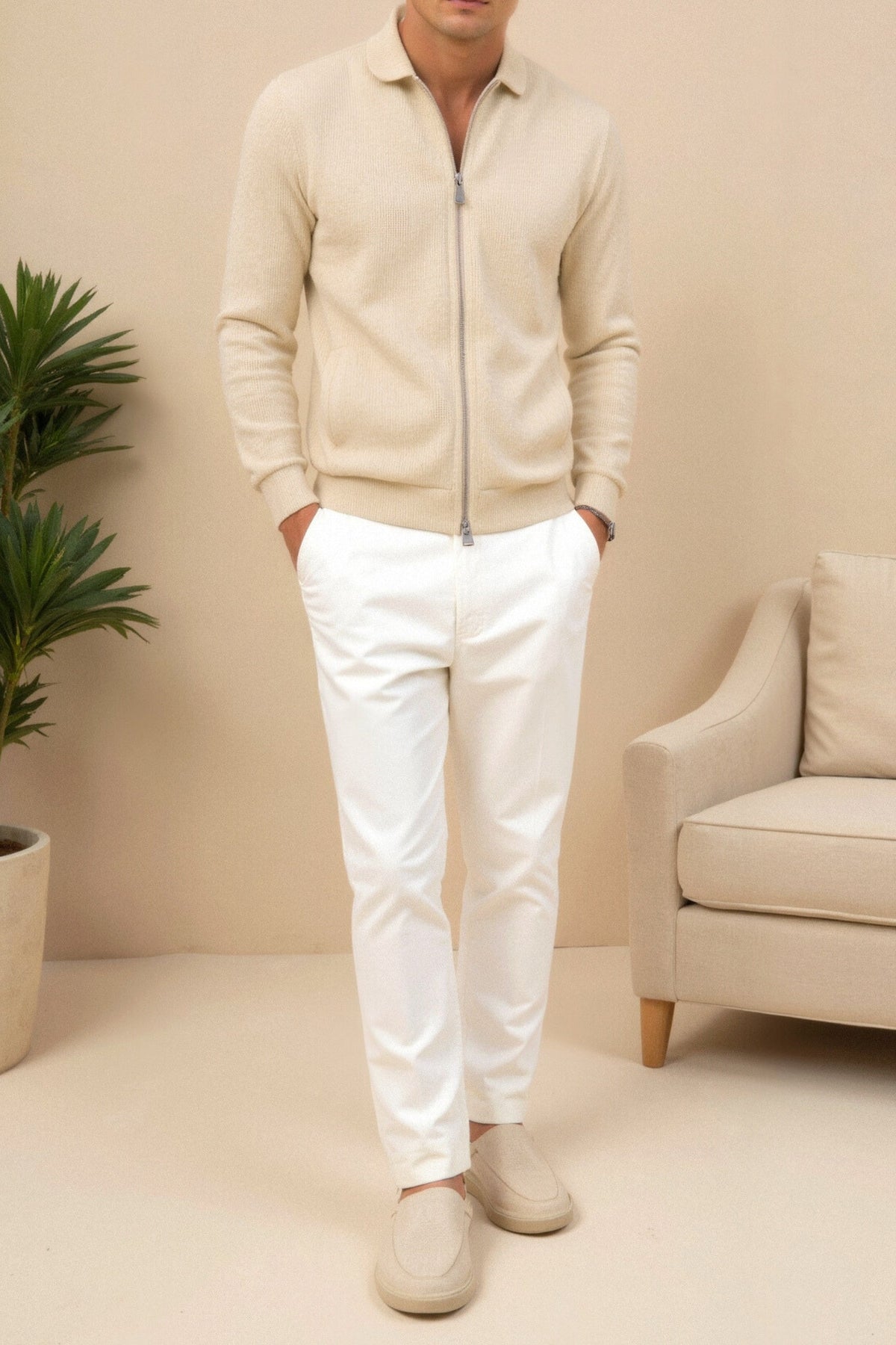 Jesse - Manteau Beige Old Money pour Homme