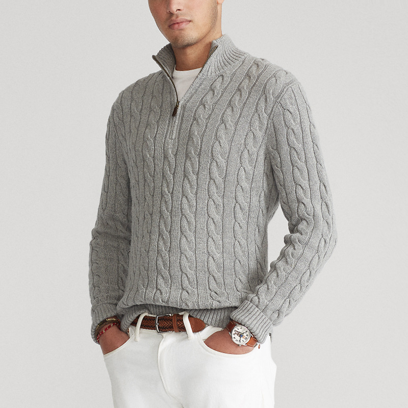 Katoenen Half-Zip Trui voor Dames met Hoge Kraag en Ribbelrand – Luxe Comfort en Stijl 1