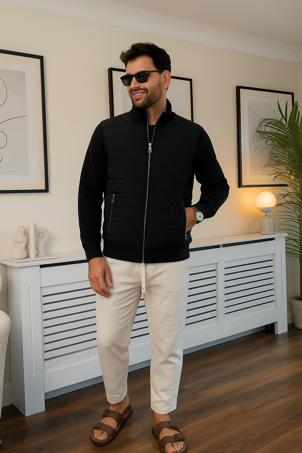 Leon - Manteau hybride élégant noir pour hommes
