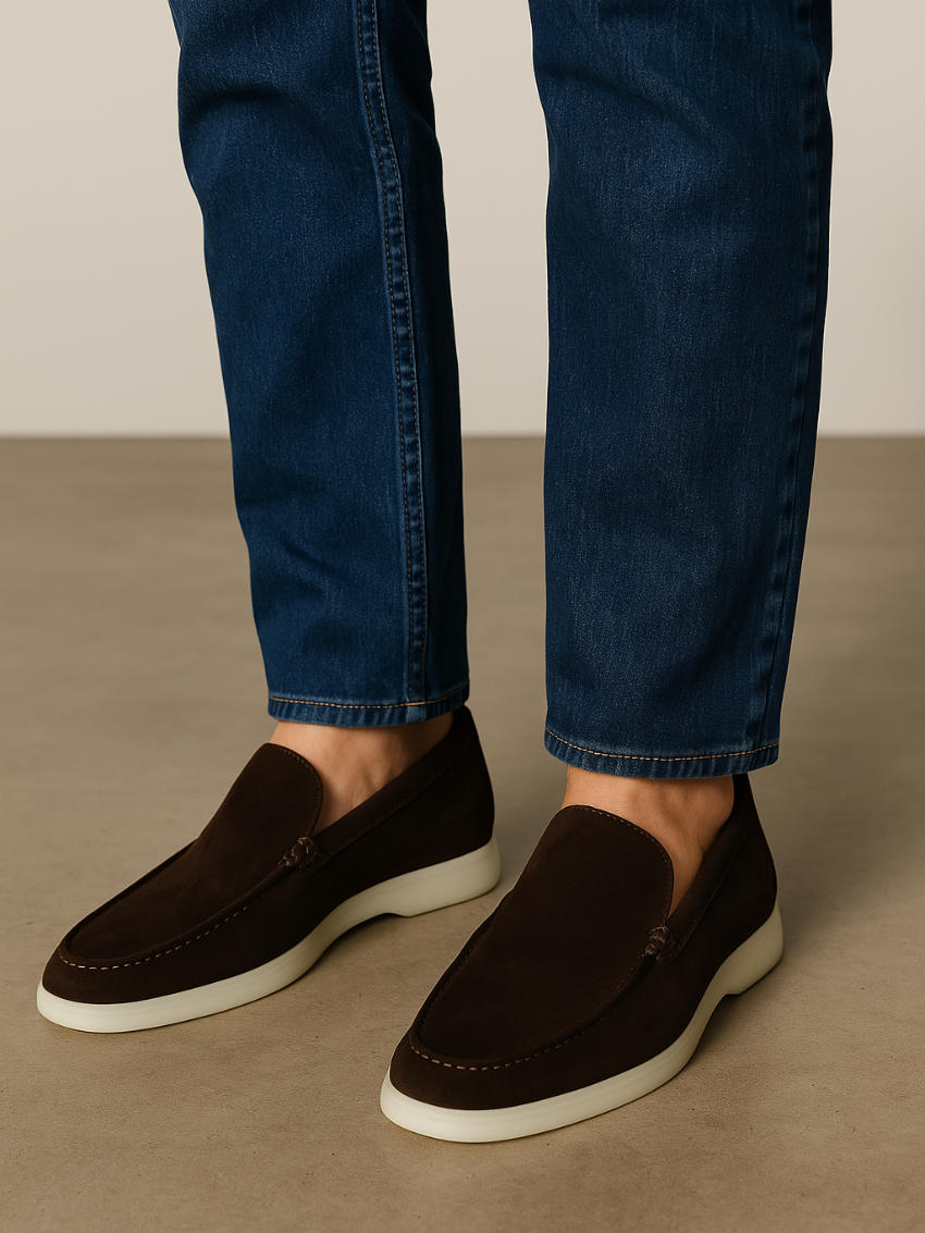 Molly - Loafers en suède brun foncé
