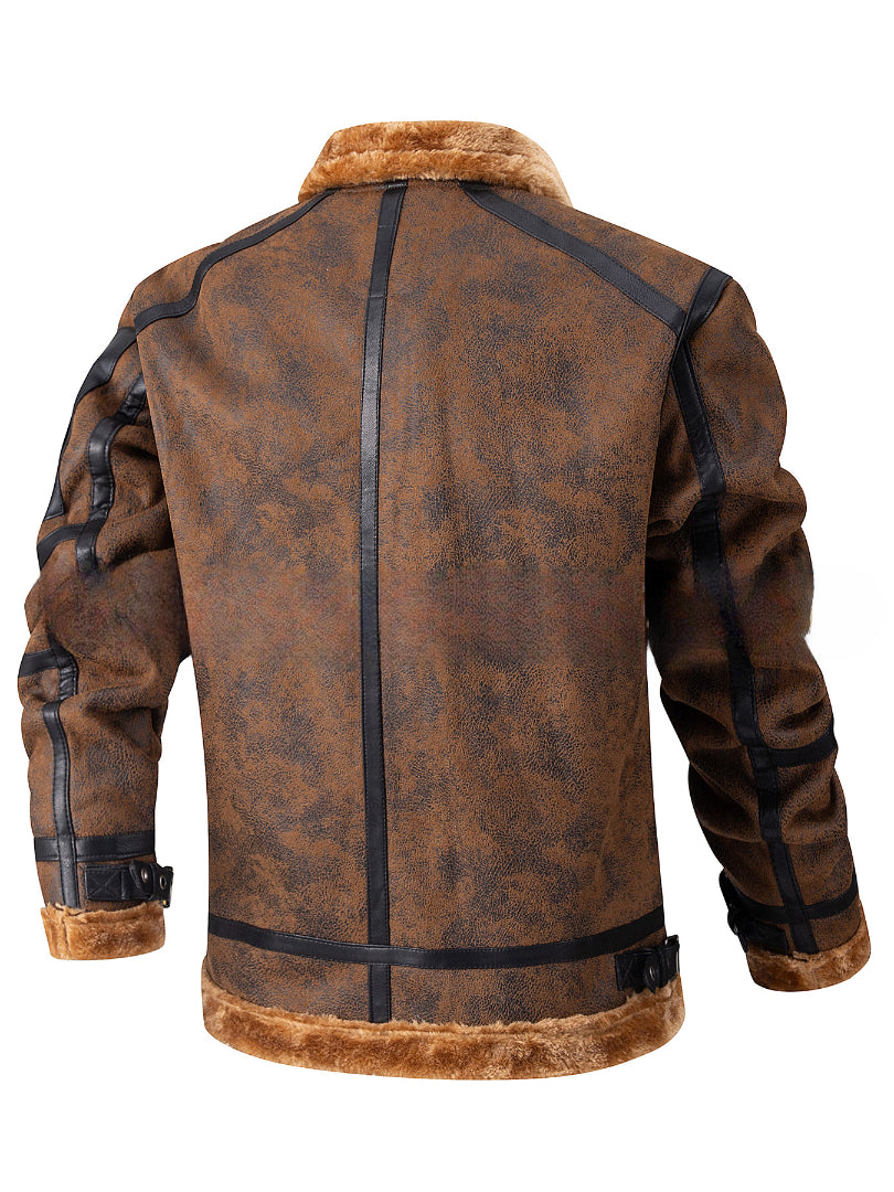 Maison Clément Paris | Veste chaude aviateur en cuir vieilli doublée fourrure
