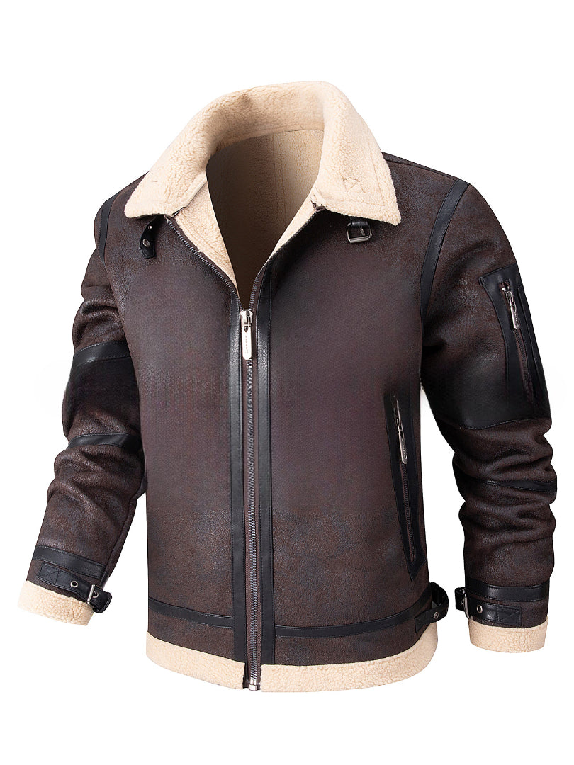 Maison Clément Paris | Veste chaude aviateur en cuir vieilli doublée fourrure
