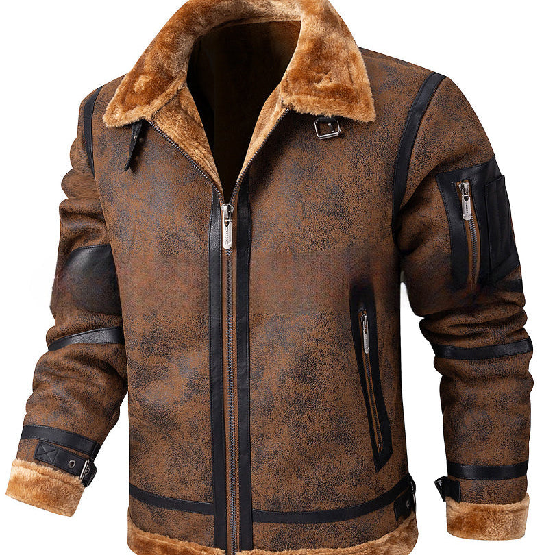 Maison Clément Paris | Veste chaude aviateur en cuir vieilli doublée fourrure