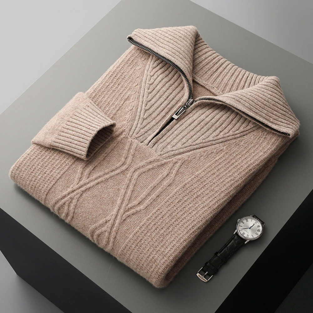 Pull zippé en laine mérinos Taranto
