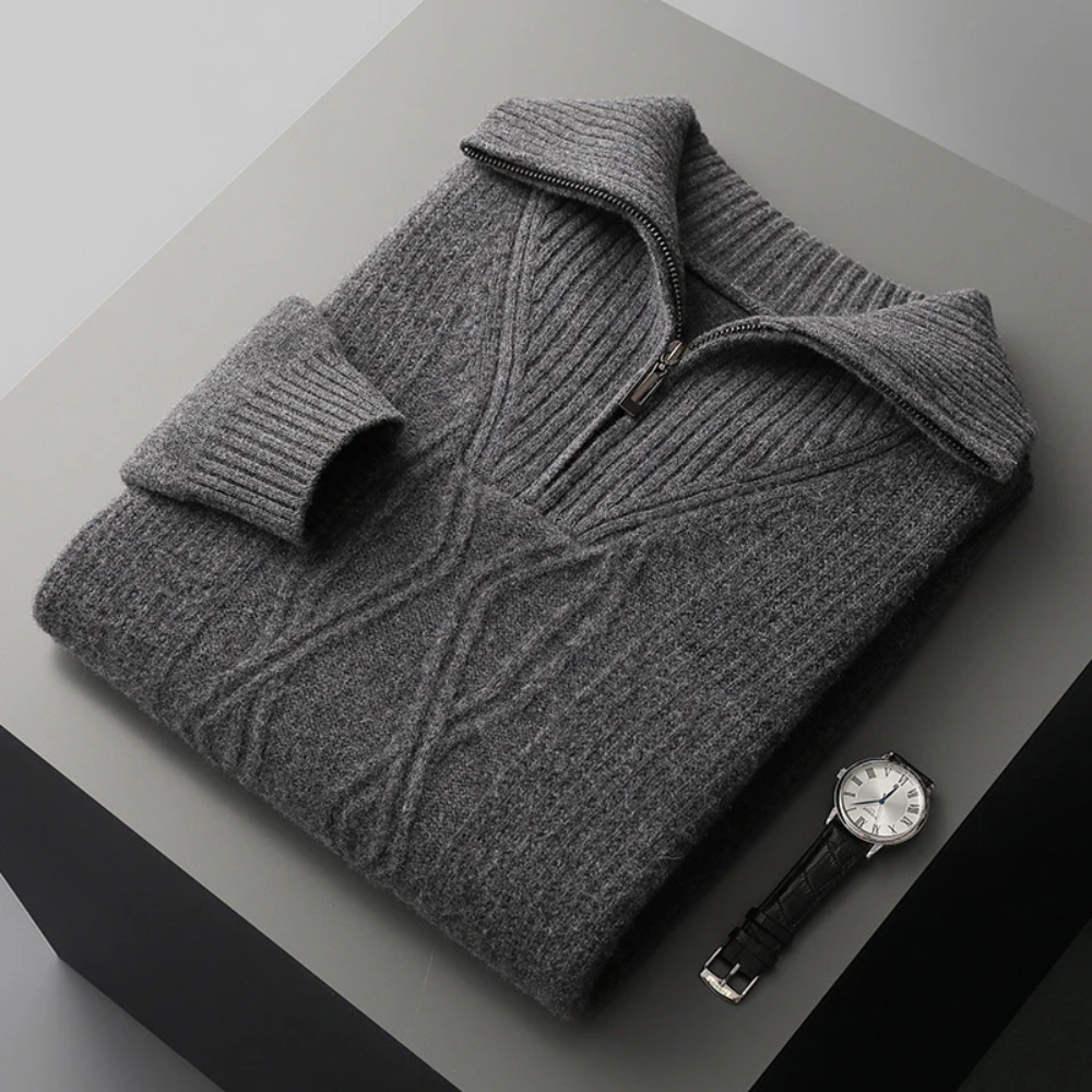 Pull zippé en laine mérinos Taranto