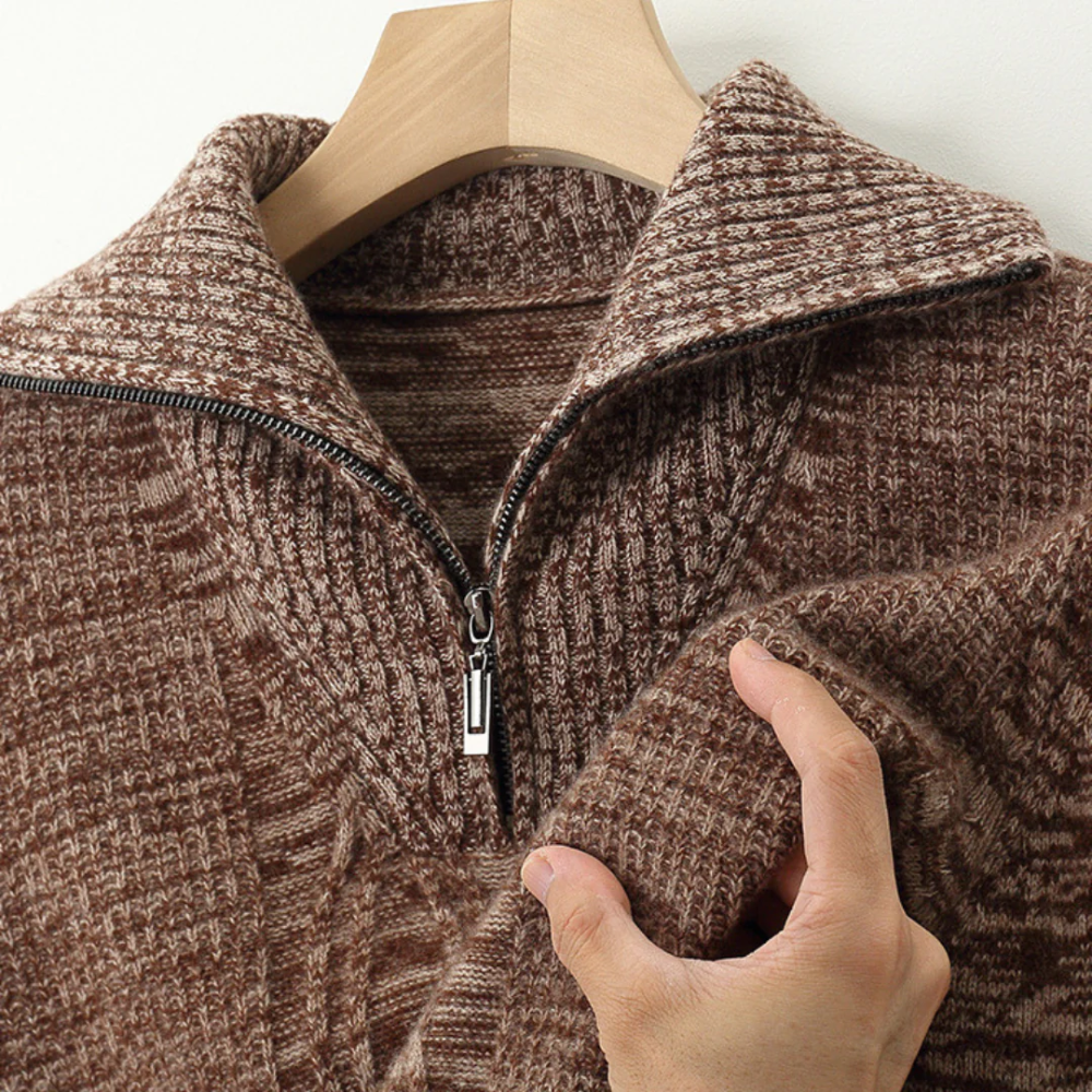 Pull zippé en laine mérinos Taranto