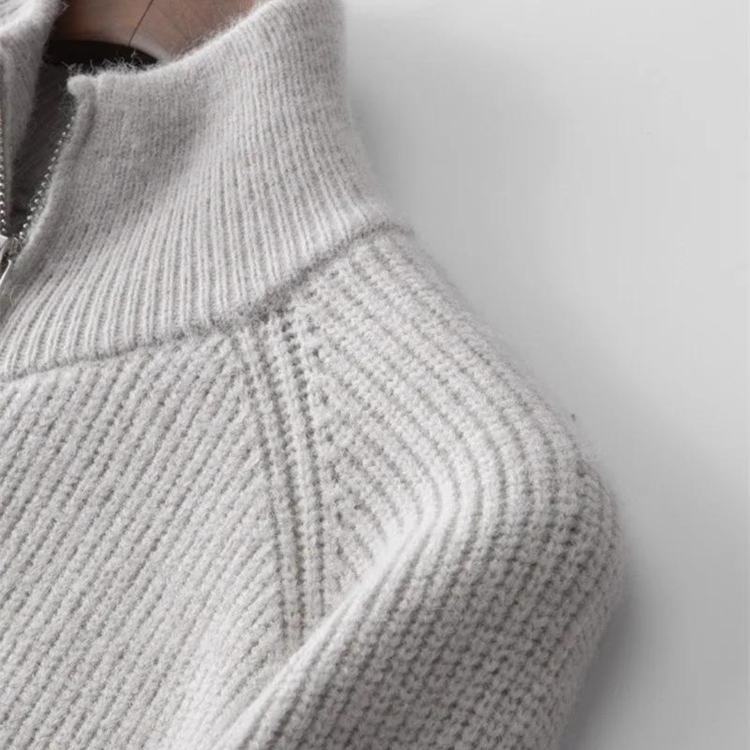 Gilet Old Money en Cachemire pour Homme – Gilet Chaud avec Fermeture Éclair Complète