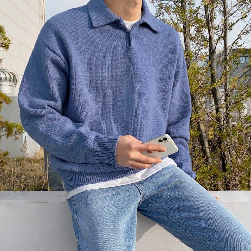 Pull Polo Moderne en Laine pour Homme – Sweater Tricoté Élégant avec Boutons