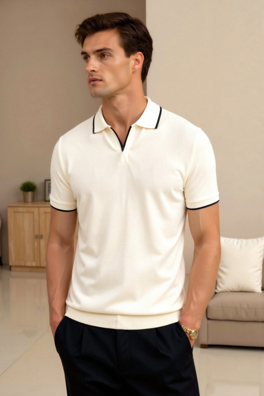 Polo slim ajusté à contraste – Maison Clément Paris