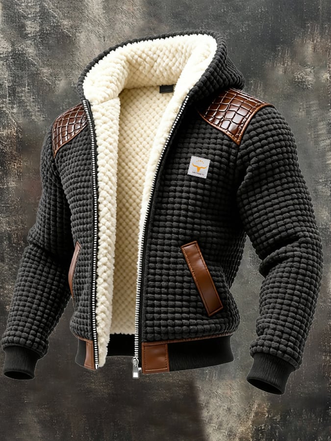 MAISON CLÉMENT PARIS™ | VESTE TEXTURÉE À FINITIONS CUIR EMBOSSÉ