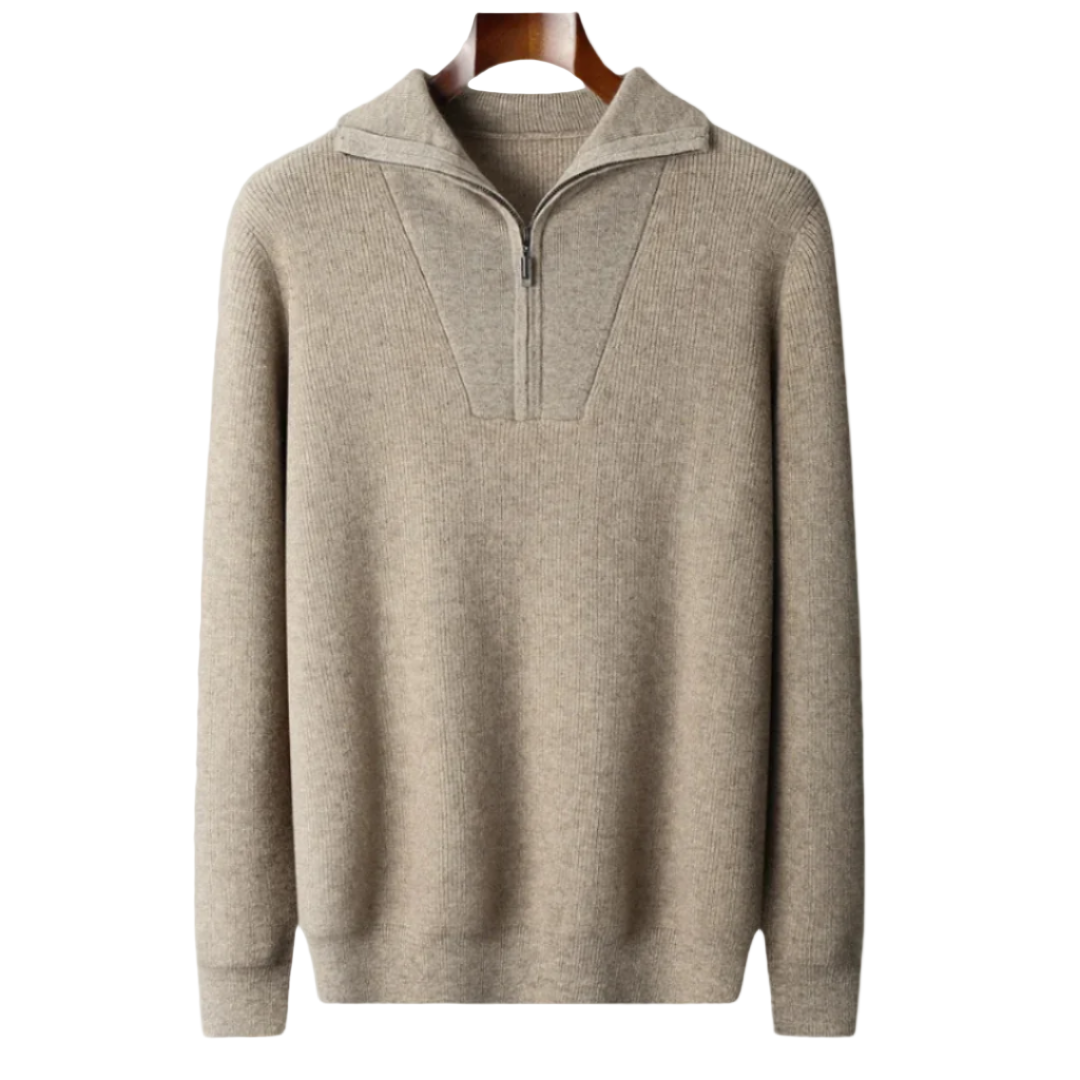 Pull 100% Cachemire à Zip avec Demi-Zip - Style Luxe