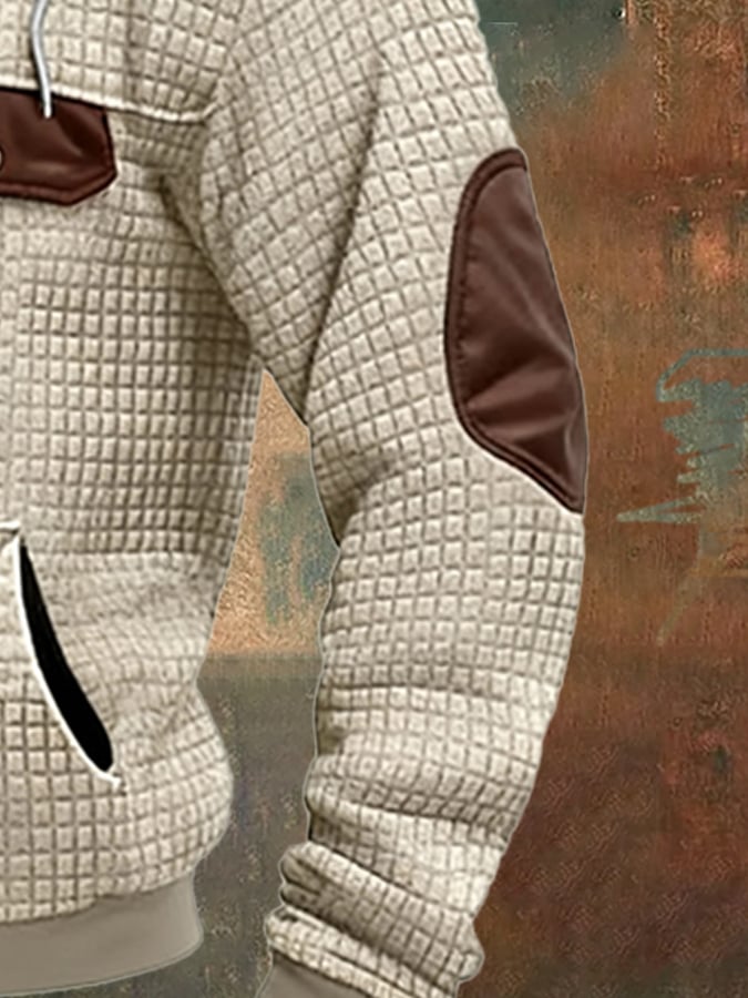 Vintage-Outdoorjacke für Herren aus Wildleder und Leder mit vielen Taschen