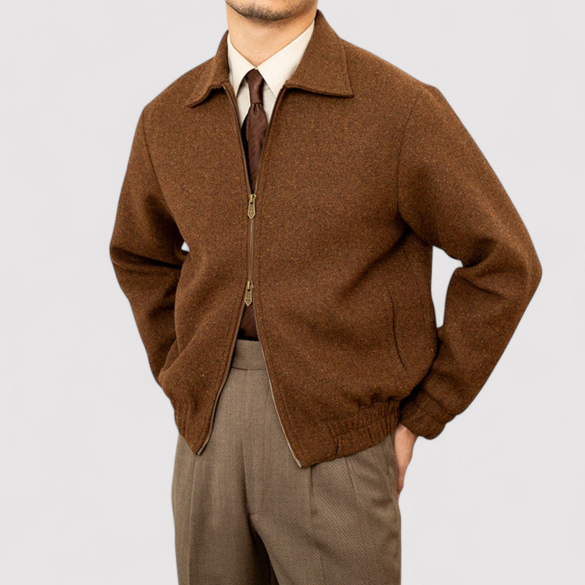 Veste zippée élégante Old Money pour hommes - Automne/Hiver 2025