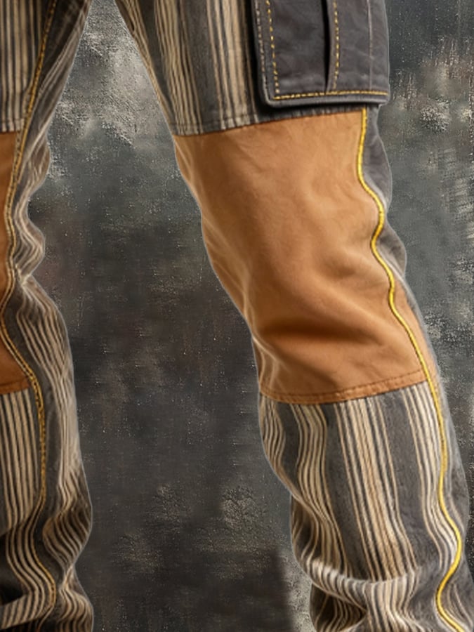 MAISON CLÉMENT PARIS™ | PANTALON CARGO RAYÉ STYLE WORKWEAR