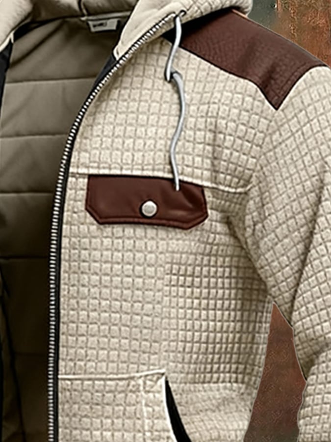 Vintage-Outdoorjacke für Herren aus Wildleder und Leder mit vielen Taschen