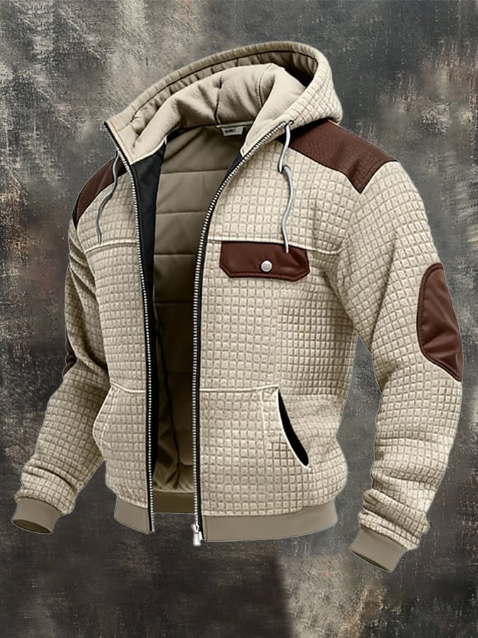 Vintage-Outdoorjacke für Herren aus Wildleder und Leder mit vielen Taschen