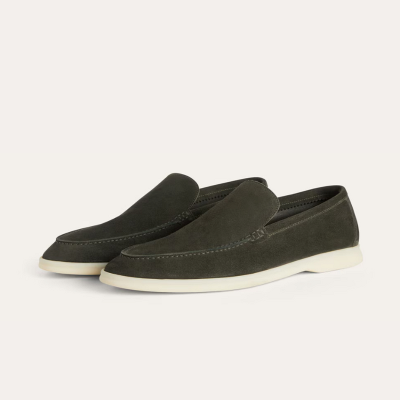 Brent - Loafers Old Money en suède vert foncé