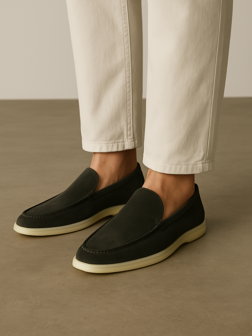 Brent - Loafers Old Money en suède vert foncé