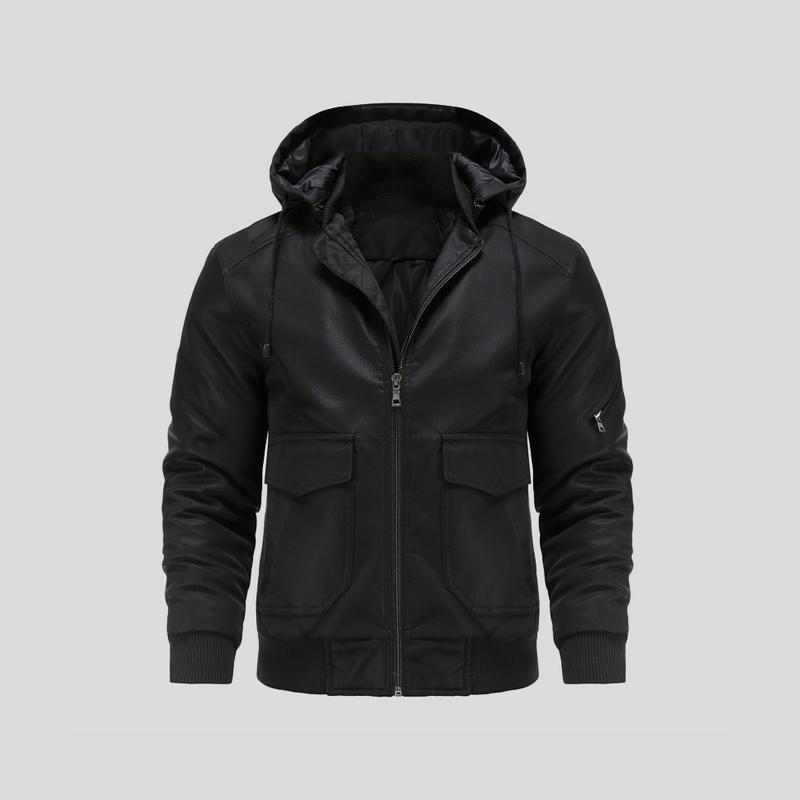 Dorian – Veste cuir à capuche